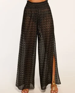 Fashion Ramy Brook Glora High Rise Coverup Pant Blackzigzag