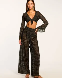 Fashion Ramy Brook Glora High Rise Coverup Pant Blackzigzag
