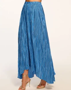 Outlet Ramy Brook Gwendolyn Pleated Maxi Skirt Bluepleats