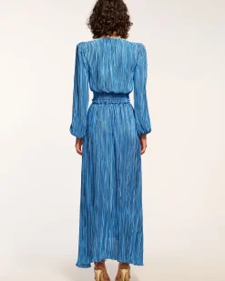 Outlet Ramy Brook Gwendolyn Pleated Maxi Skirt Bluepleats