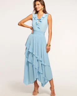 Clearance Ramy Brook Hadlee Ruffled Midi Dress Black