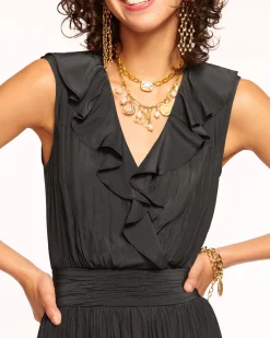 Clearance Ramy Brook Hadlee Ruffled Midi Dress Black