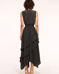 Clearance Ramy Brook Hadlee Ruffled Midi Dress Black