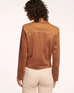 Clearance Ramy Brook Henrietta Faux Suede Motorcycle Jacket Saddle