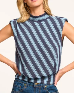 Outlet Ramy Brook Herminia Mock Neck Top Bluestripe