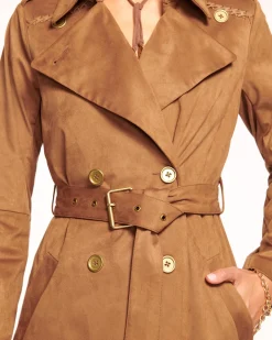 Outlet Ramy Brook Hermione Faux Suede Trench Coat Saddle