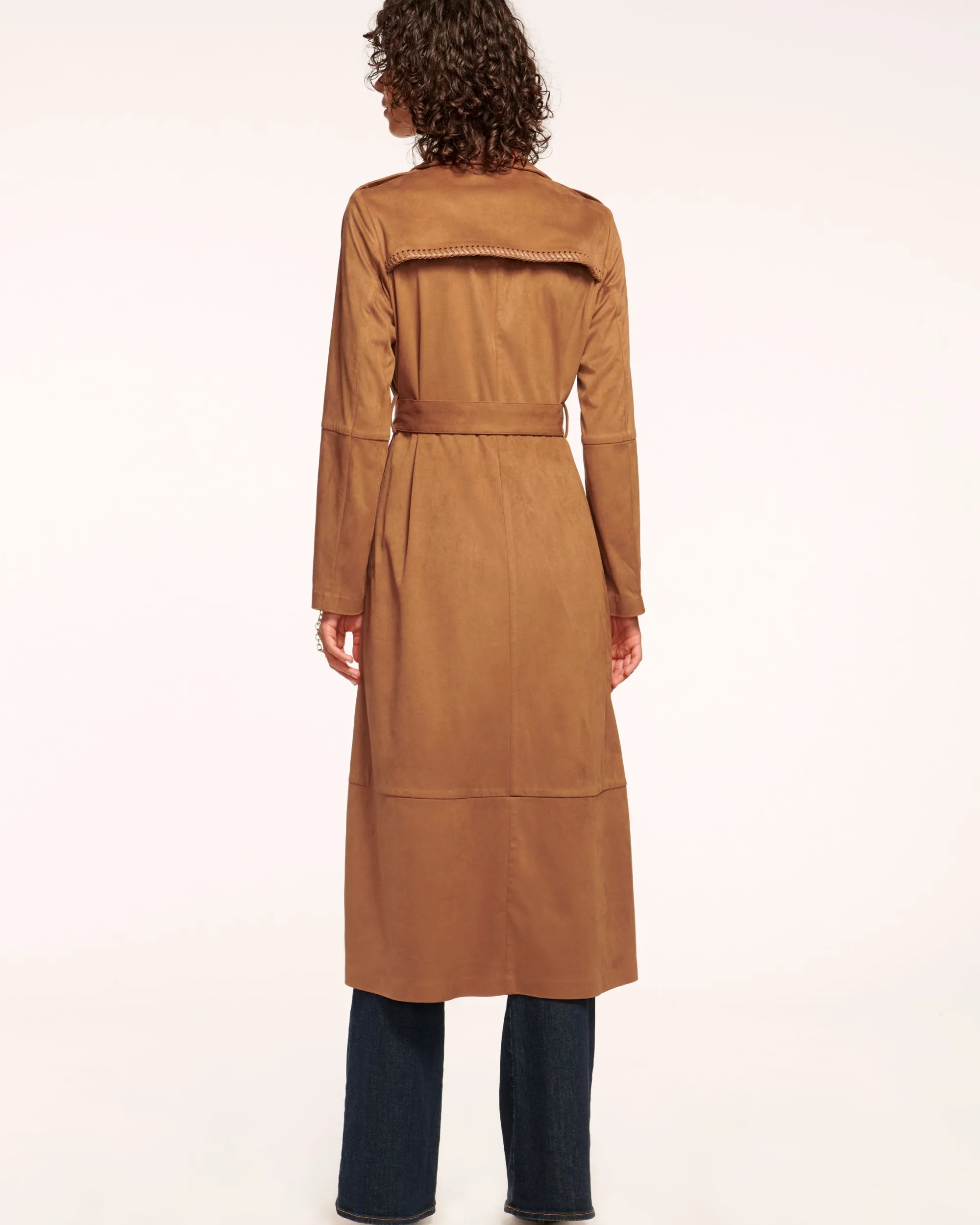 Outlet Ramy Brook Hermione Faux Suede Trench Coat Saddle