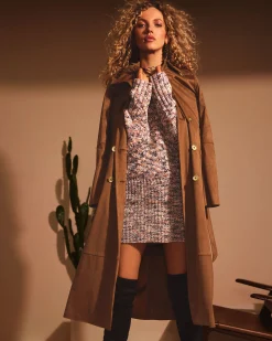Outlet Ramy Brook Hermione Faux Suede Trench Coat Saddle