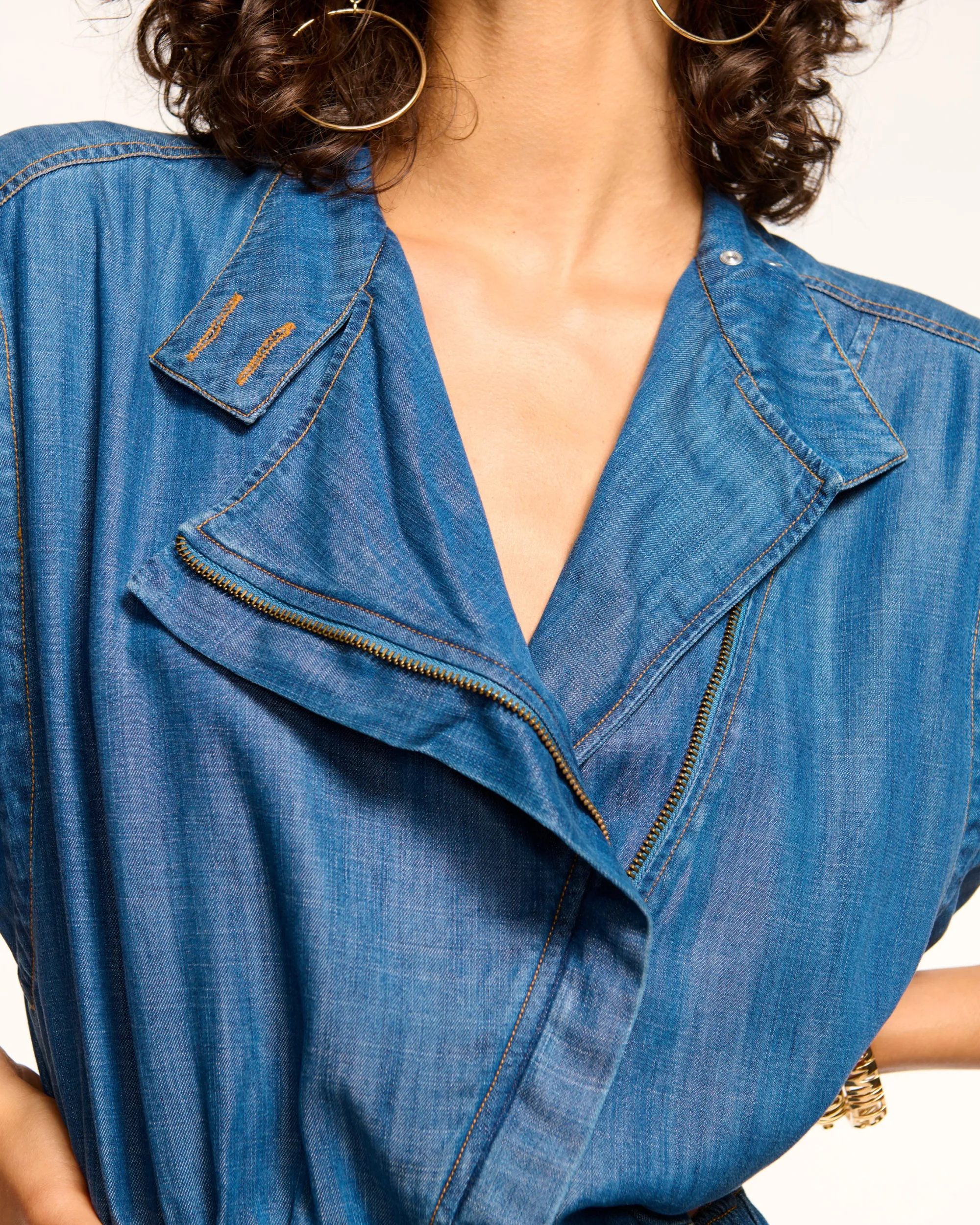 New Ramy Brook Hoss Relaxed Jumpsuit Chambray