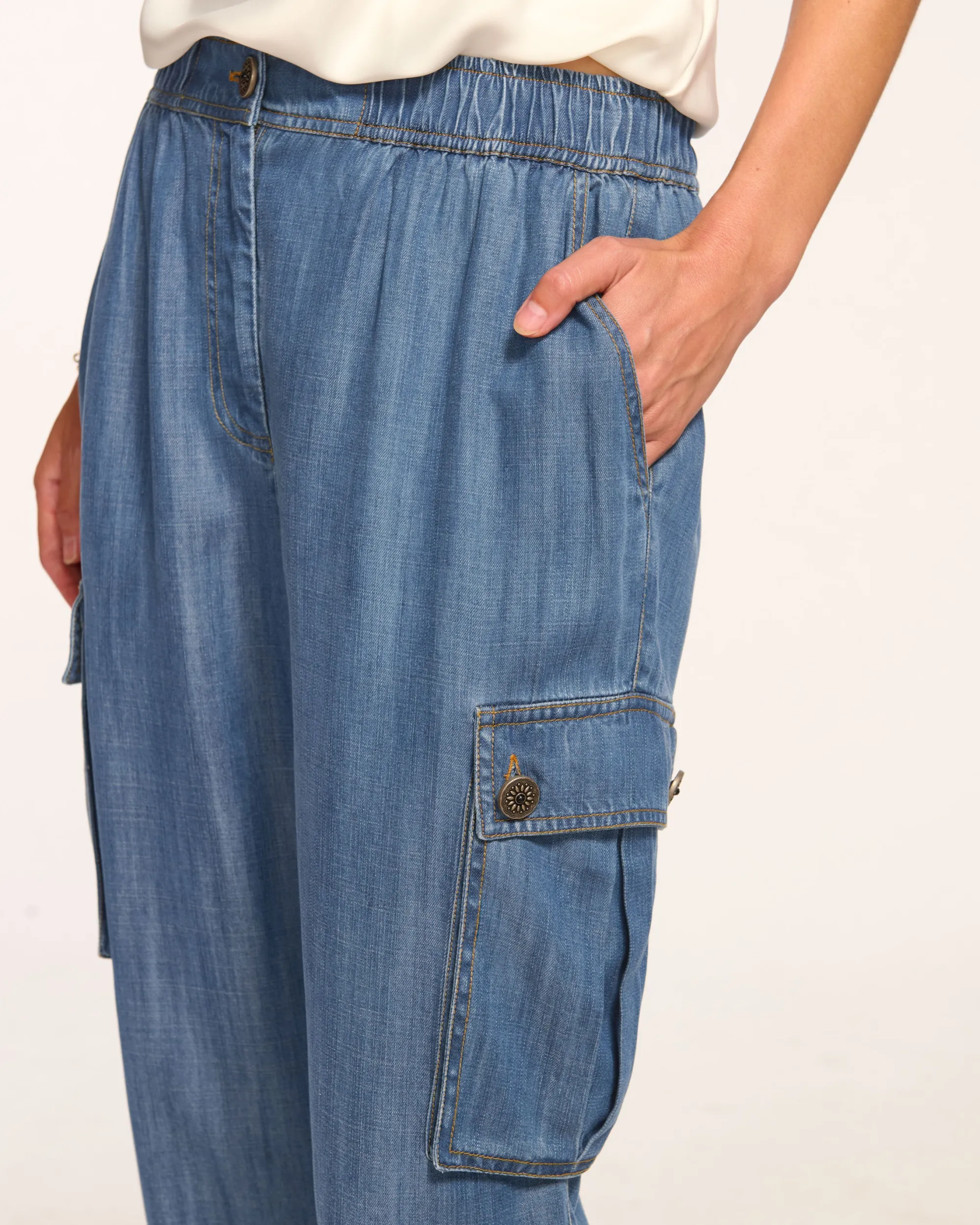 Online Ramy Brook Huc Cropped Cargo Jogger Chambray