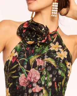 Outlet Ramy Brook Idella Ruffle Halter Gown Midnightfloral