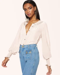 Online Ramy Brook Isla Puff Sleeve Blouse Sandstone