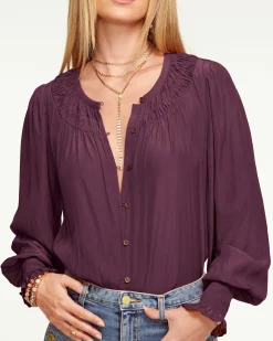 Online Ramy Brook Isla Puff Sleeve Blouse Sandstone