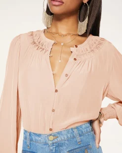 Online Ramy Brook Isla Puff Sleeve Blouse Sandstone