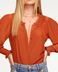 Online Ramy Brook Isla Puff Sleeve Blouse Sandstone