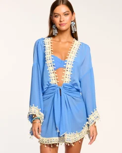 Outlet Ramy Brook Jamie Embellished Coverup Mini Dress Sereneblue