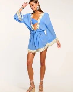 Outlet Ramy Brook Jamie Embellished Coverup Mini Dress Sereneblue