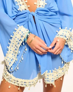 Outlet Ramy Brook Jamie Embellished Coverup Mini Dress Sereneblue