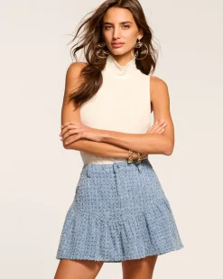 Clearance Ramy Brook Jeanne Textured Denim Mini Skirt Texturedwash