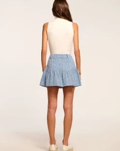 Clearance Ramy Brook Jeanne Textured Denim Mini Skirt Texturedwash