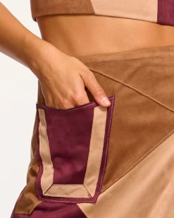 Sale Ramy Brook Jeannie Patchwork Faux Suede Skirt Pinotpatchwork