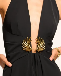 Sale Ramy Brook Jenie Embellished Plunging Gown Black
