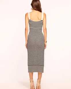 New Ramy Brook Jessa Knit Midi Dress Blackstripe