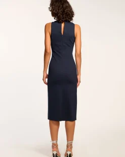 Sale Ramy Brook Josephine Embellished Sleeveless Midi Dress Navy