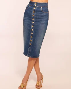 Fashion Ramy Brook Karter High Waisted Denim Skirt Mediumwash