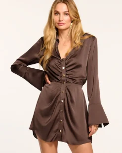 New Ramy Brook Katelyn Long Sleeve Ruched Mini Dress