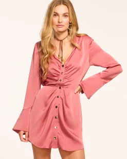 New Ramy Brook Katelyn Long Sleeve Ruched Mini Dress