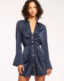 New Ramy Brook Katelyn Long Sleeve Ruched Mini Dress