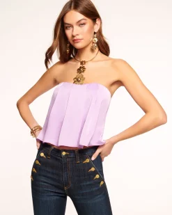 New Ramy Brook Kennedi Strapless Pleated Top