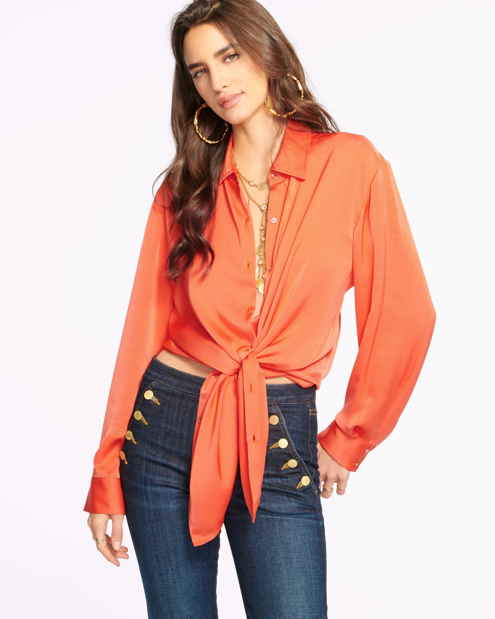 Sale Ramy Brook Kolby Oversized Button Down Blouse