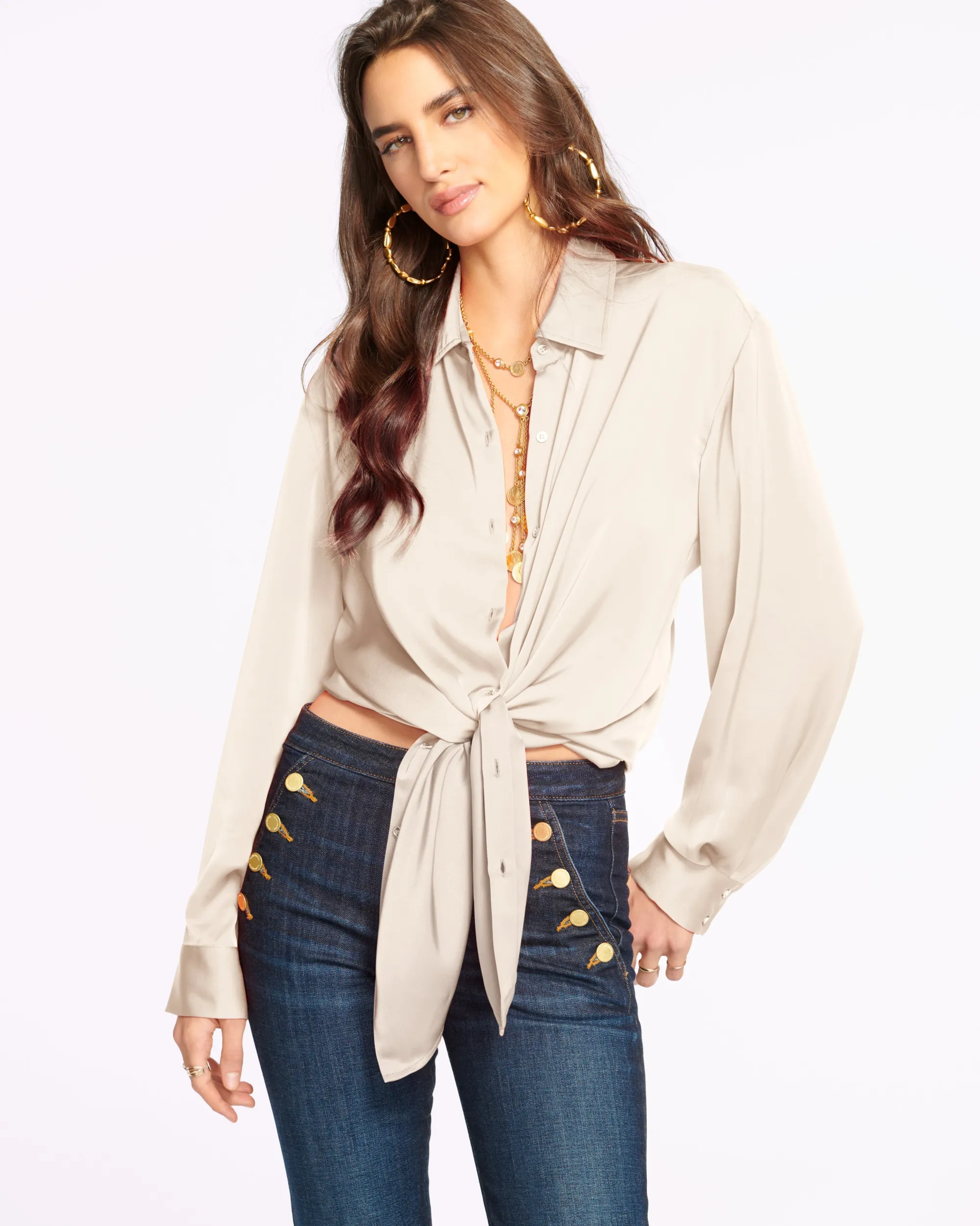 Sale Ramy Brook Kolby Oversized Button Down Blouse