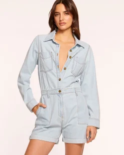 Best Ramy Brook Lavinia Relaxed Denim Romper Bleachedwash