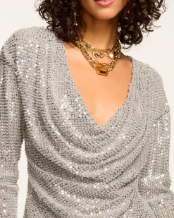 Sale Ramy Brook Leon Beaded Cowl Neck Top
