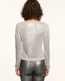 Sale Ramy Brook Leon Beaded Cowl Neck Top