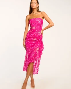 Best Ramy Brook Leonard Strapless Midi Dress Magentadot