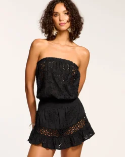Hot Ramy Brook Lester Strapless Coverup Mini Dress Blackfloral