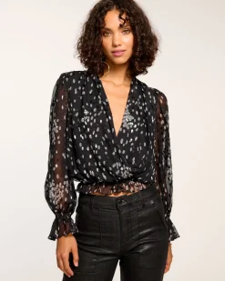Online Ramy Brook Levi V-Neck Ruffle Blouse