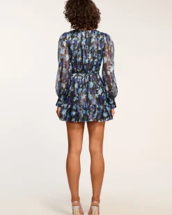 Sale Ramy Brook Lizbeth V-Neck Ruffle Mini Dress Bluetwilight