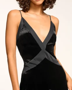 Outlet Ramy Brook Louisa Velvet Midi Slip Dress Black