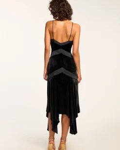 Outlet Ramy Brook Louisa Velvet Midi Slip Dress Black