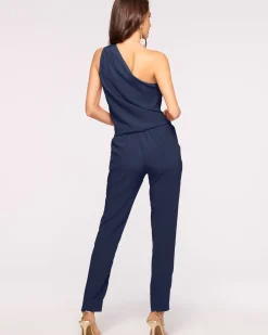 Sale Ramy Brook Lulu One Shoulder Jumpsuit Navy