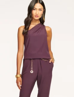 Sale Ramy Brook Lulu One Shoulder Jumpsuit Navy
