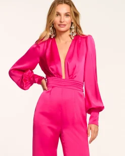 Best Ramy Brook Madelane Plunging Long Sleeve Jumpsuit