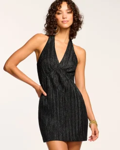 Sale Ramy Brook Madi Sparkle Pleated Mini Dress Blackpleat