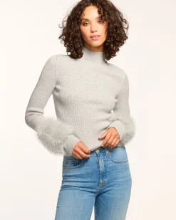 Hot Ramy Brook Magnus Turtleneck Faux Fur Sweater