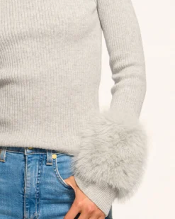 Hot Ramy Brook Magnus Turtleneck Faux Fur Sweater